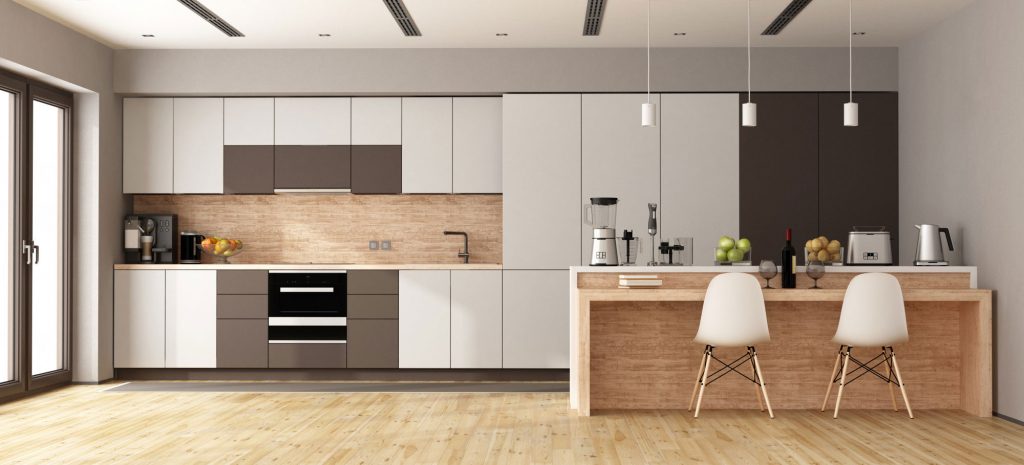 white brown modern kitchen